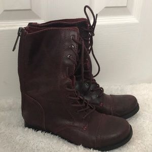 Aldo Combat Boots - Burgundy
